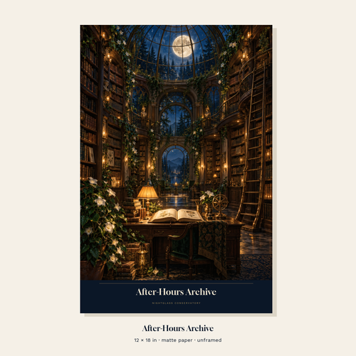 After-Hours Archive original bookish fantasy poster, 12 × 18 inches, unframed.