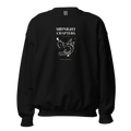 Front of black Midnight Chapters Society crewneck with cream lettering and a dragon resting on a book. Supplier-generated mockup; not a physical sample.